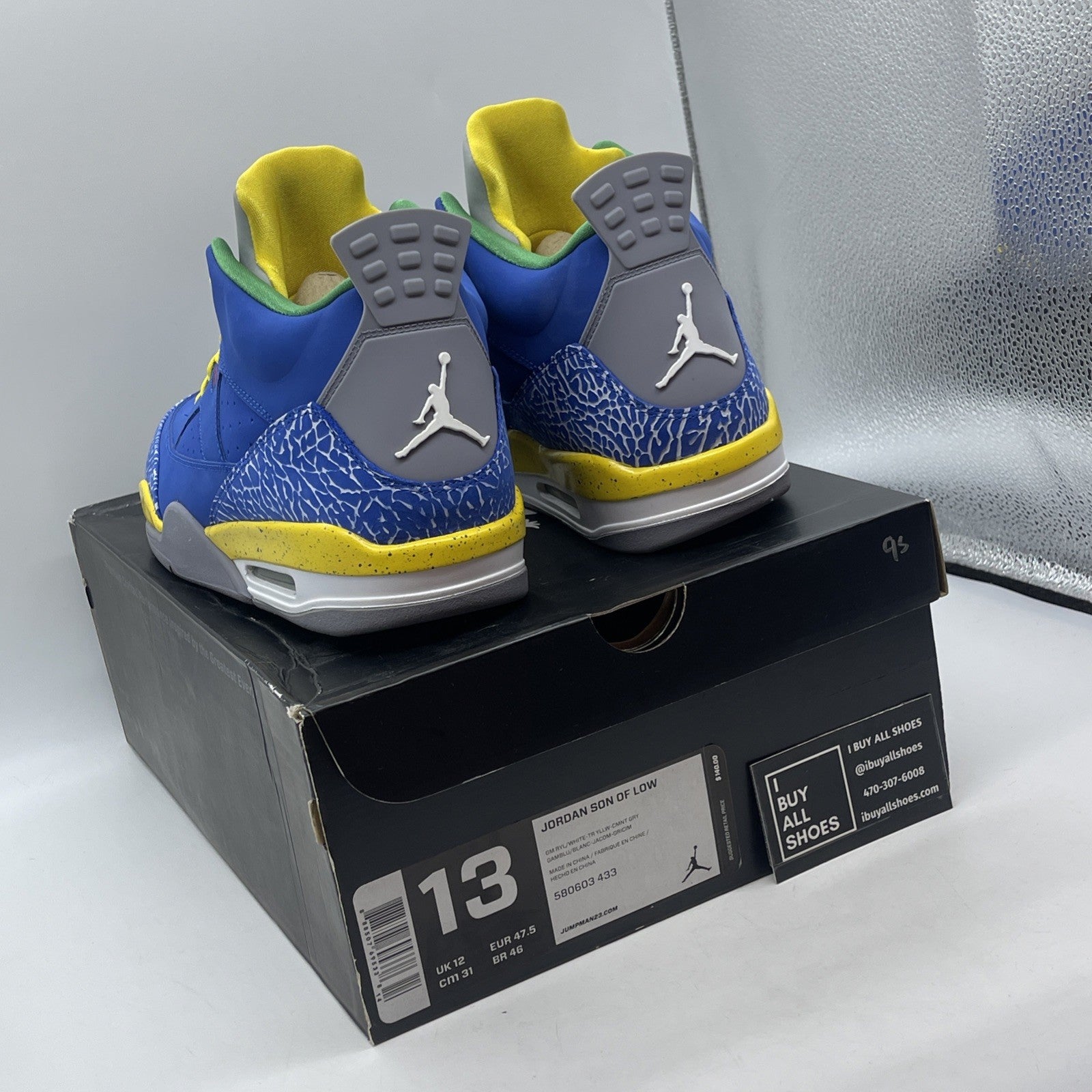 Size 13 - Air Jordan Son Of Mars Low Blue Grey Yellow Suede (580603-433)