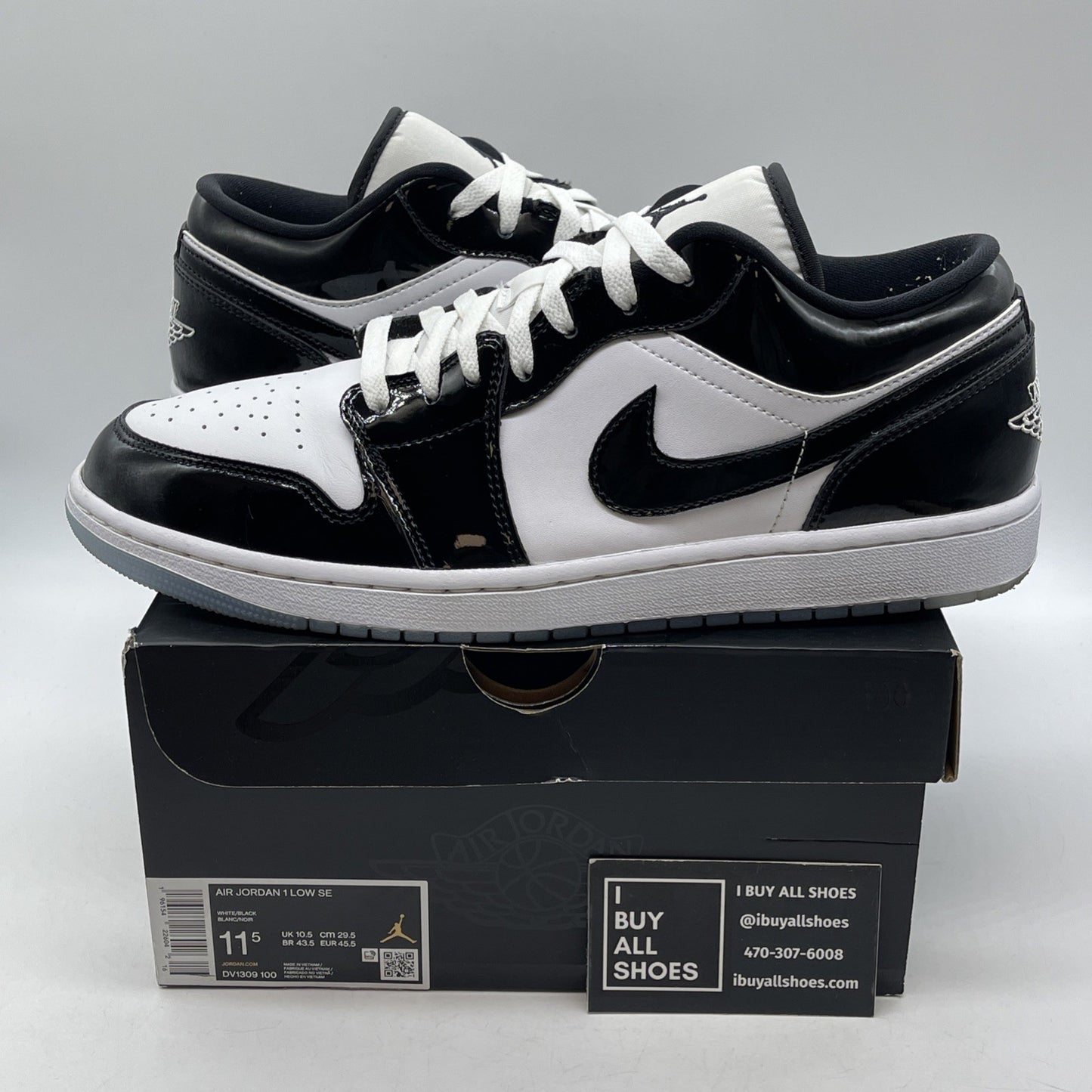 Size 11.5 - Jordan 1 Low SE Concord Black White Leather (DV1309-100)
