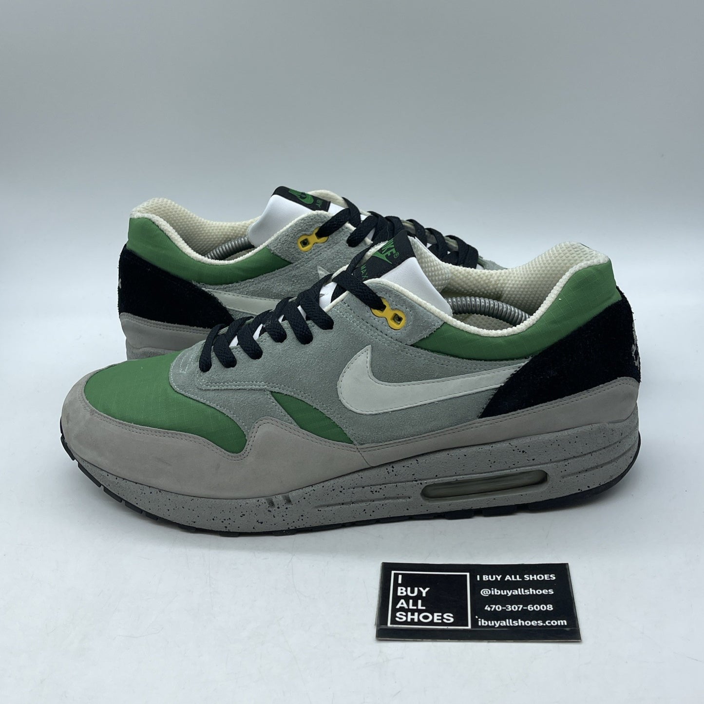 Size 13 - Nike Air Max 1 Skulls Pack - Classic Green Grey Suede (307133-301)