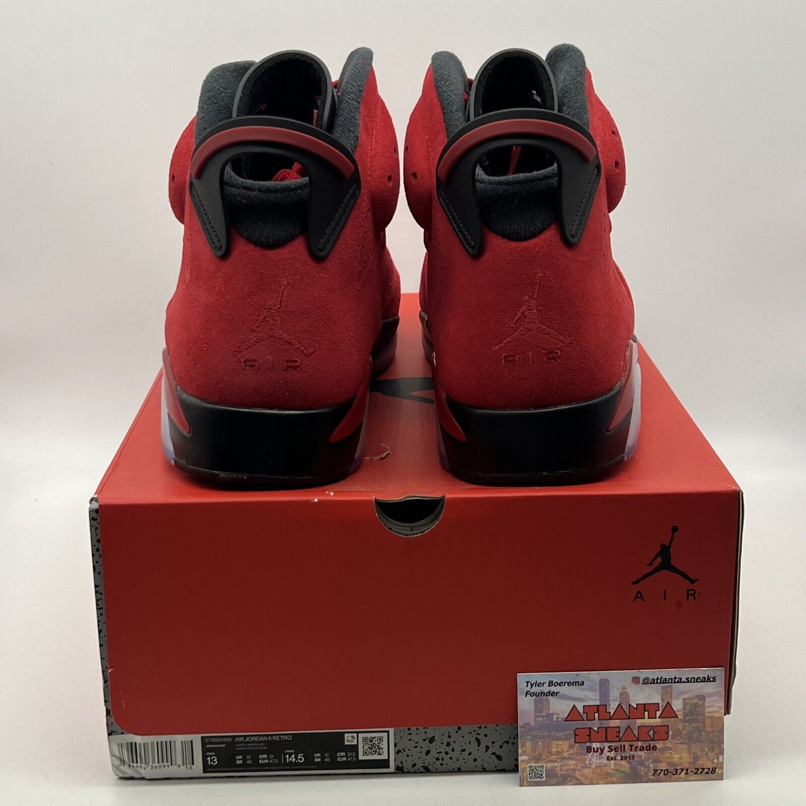 Size 13 - Air Jordan 6 Retro Toro Bravo Black Red Suede (CT8529-600)