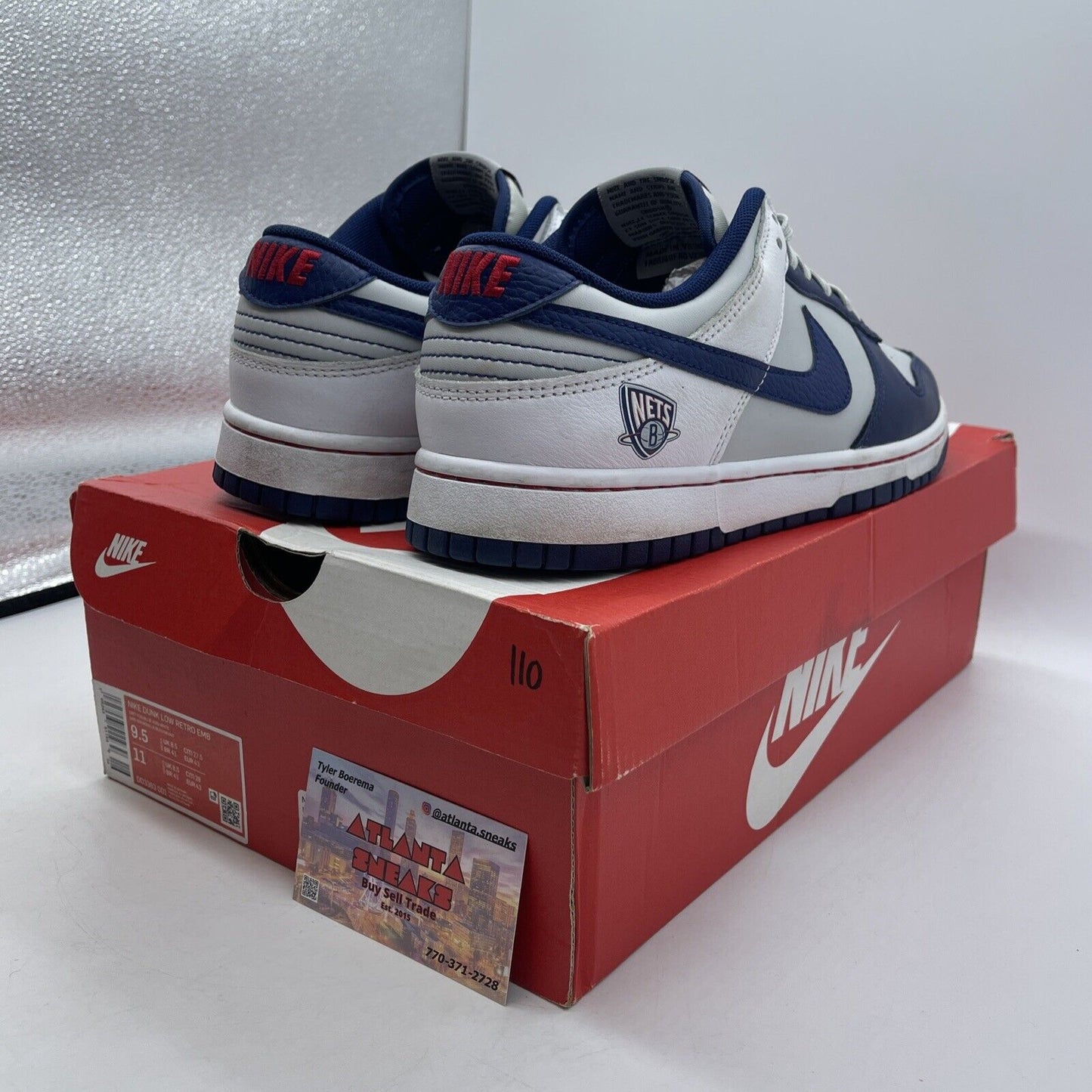 Size 9.5 - Nike NBA x Dunk EMB Low 75th Anniversary - Nets Blue (DD3363-001)