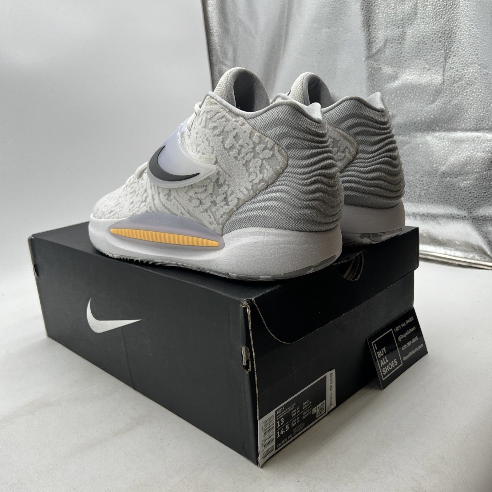 Size 13 - Nike KD 14 'Home' White Wolf Grey (CW3935-100)