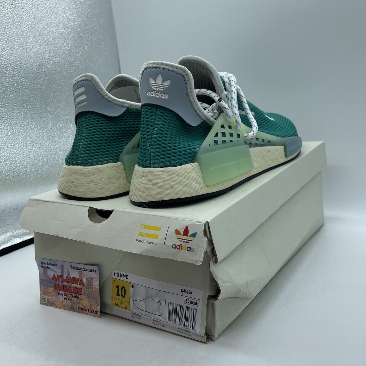 Size 10 - adidas Pharrell x NMD Human Race Dash Green white Black (Q46466)