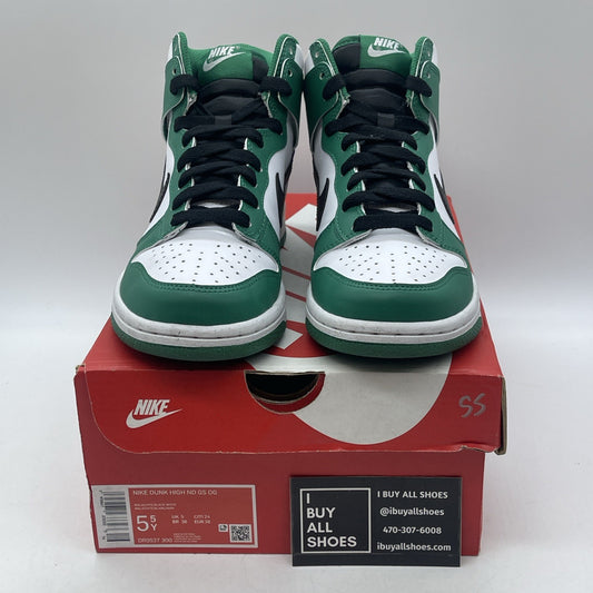 Size 5.5Y (GS) - Nike Dunk High Celtics Green Black White Leather (DR0527-300)