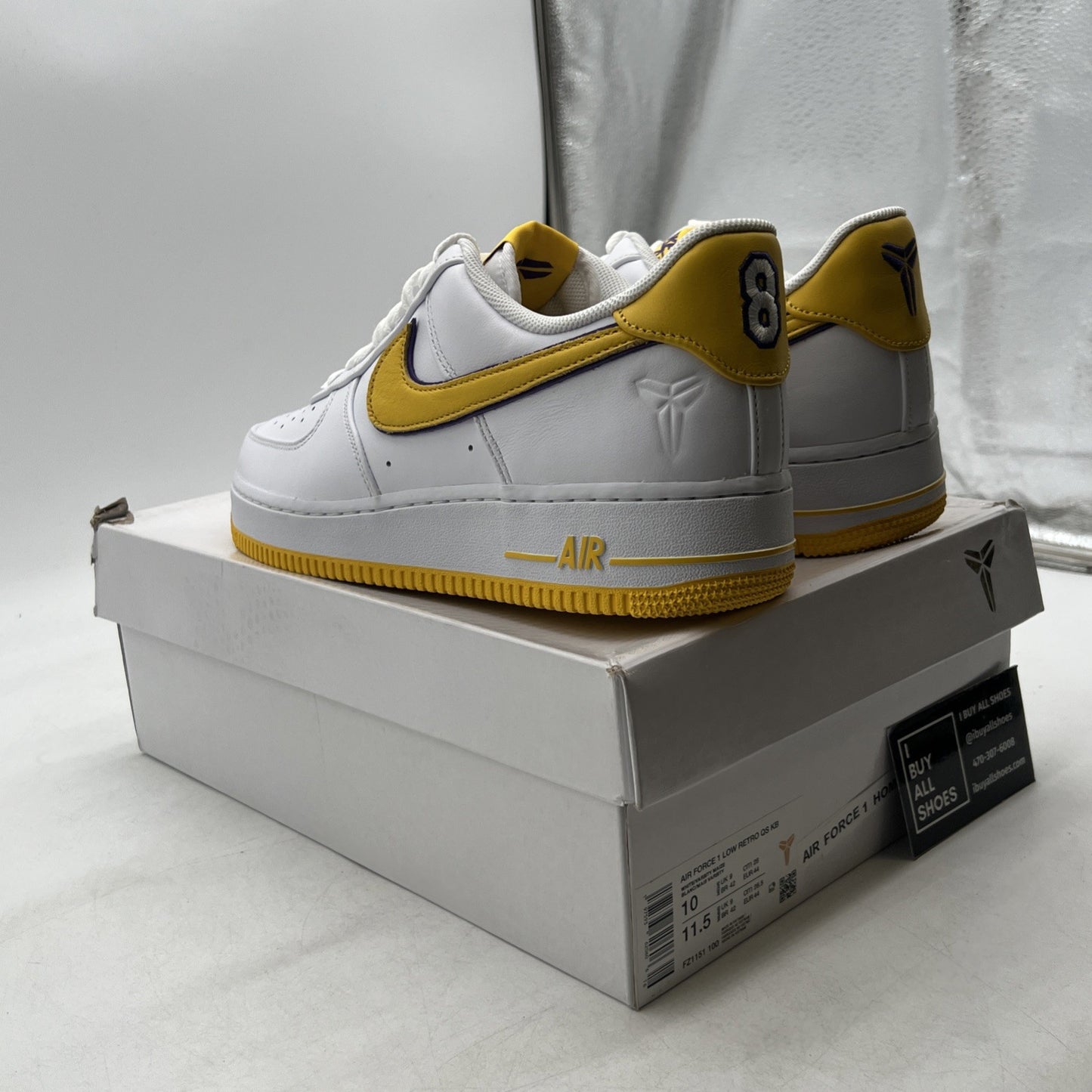 Size 10 - Kobe Bryant x Nike Air Force 1 Retro QS Low Lakers Home (FZ1151-100)