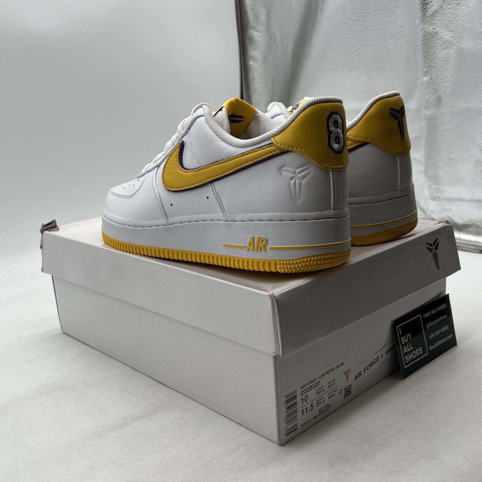 Size 10 - Kobe Bryant x Nike Air Force 1 Retro QS Low Lakers Home (FZ1151-100)