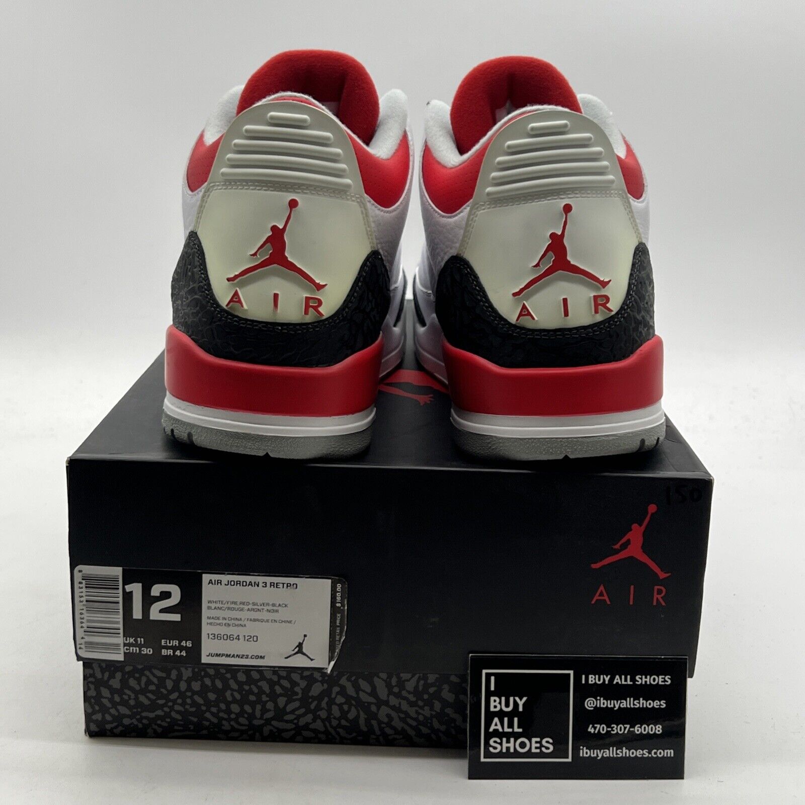 Size 12 - Air Jordan 3 Retro 2013 Fire Red (136064-120)