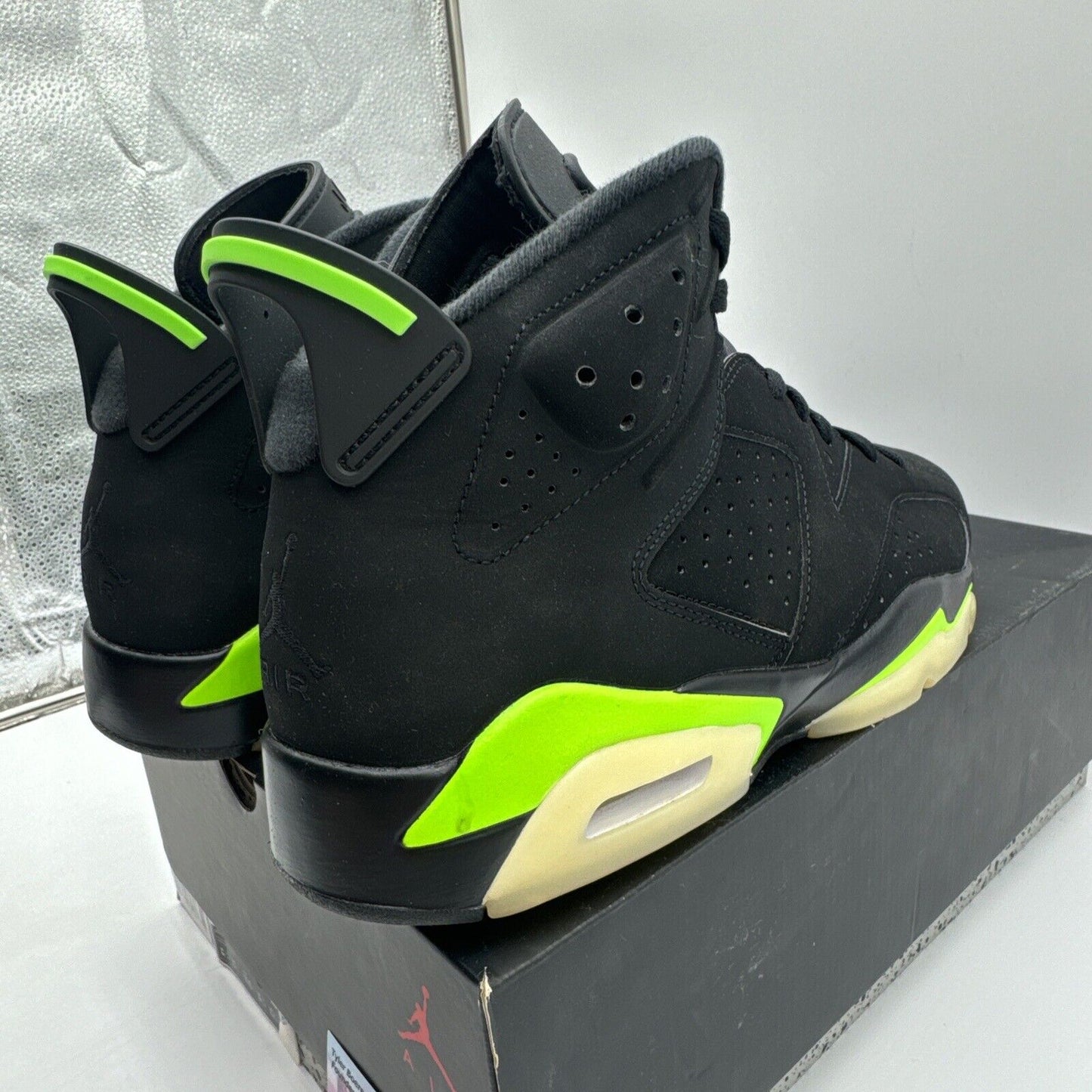 Size 10 - Jordan 6 Retro Electric Green 2021 Black Suede Icy Cream Soles Wit Box