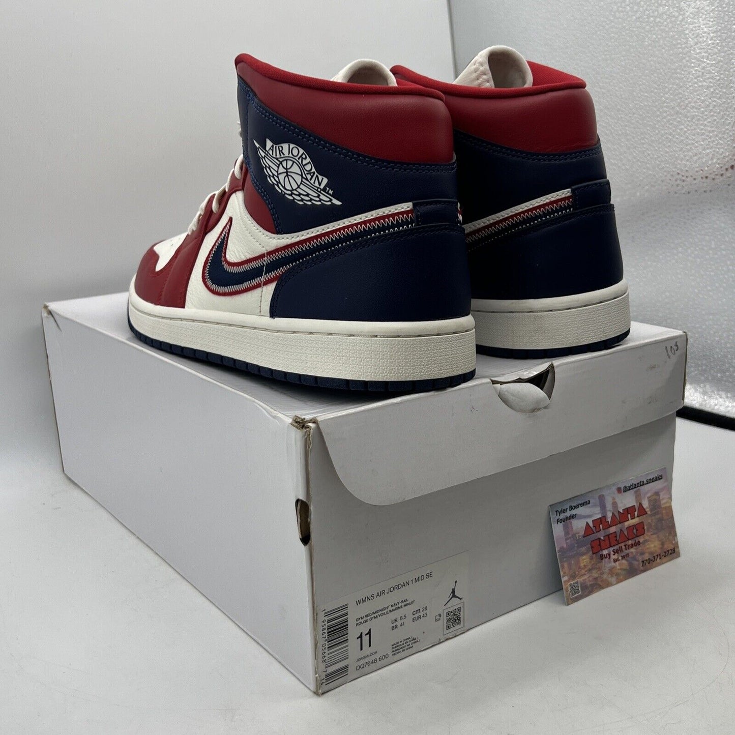 Size 11 - Air Jordan 1 SE 2022 Mid USA W Red White Navy Leather (DQ7648-600)