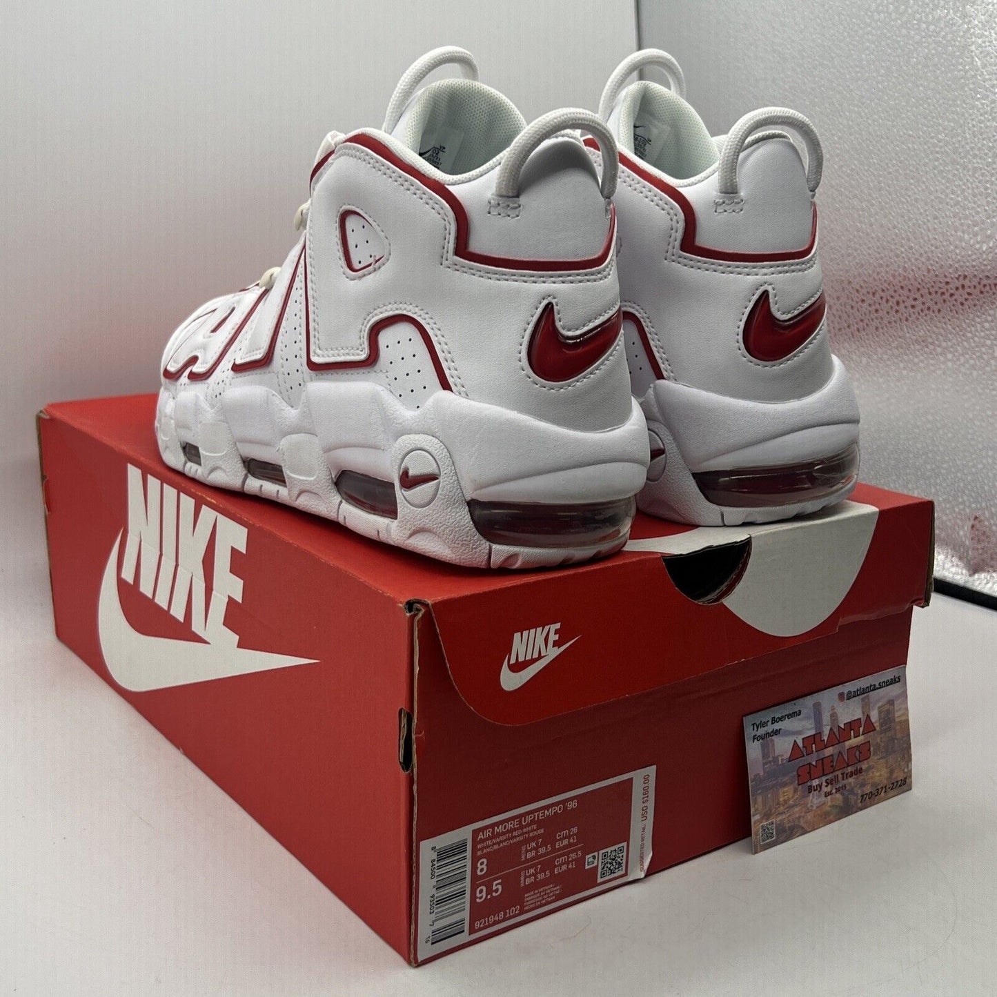 Size 8 - Nike Air More Uptempo White Varsity Red 2018 Leather (921948-102)