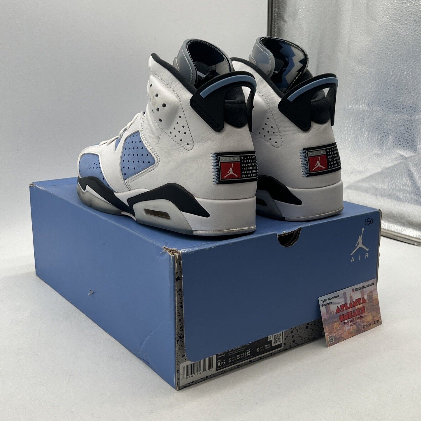 Size 10.5 - Jordan 6 Retro Mid UNC Home White Blue Suede (CT8529-410)