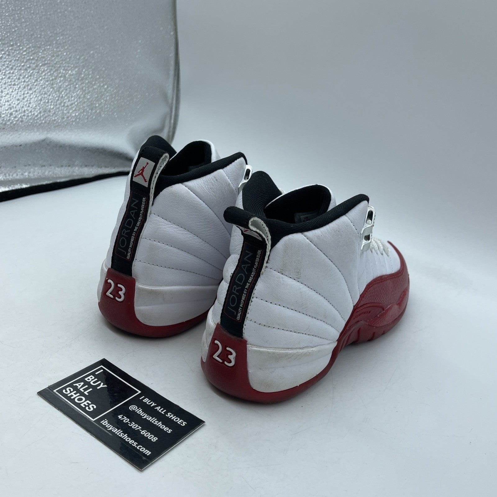 Size 4.5Y (GS) - Air Jordan 12 Retro Mid Cherry White Leather (153265-116)