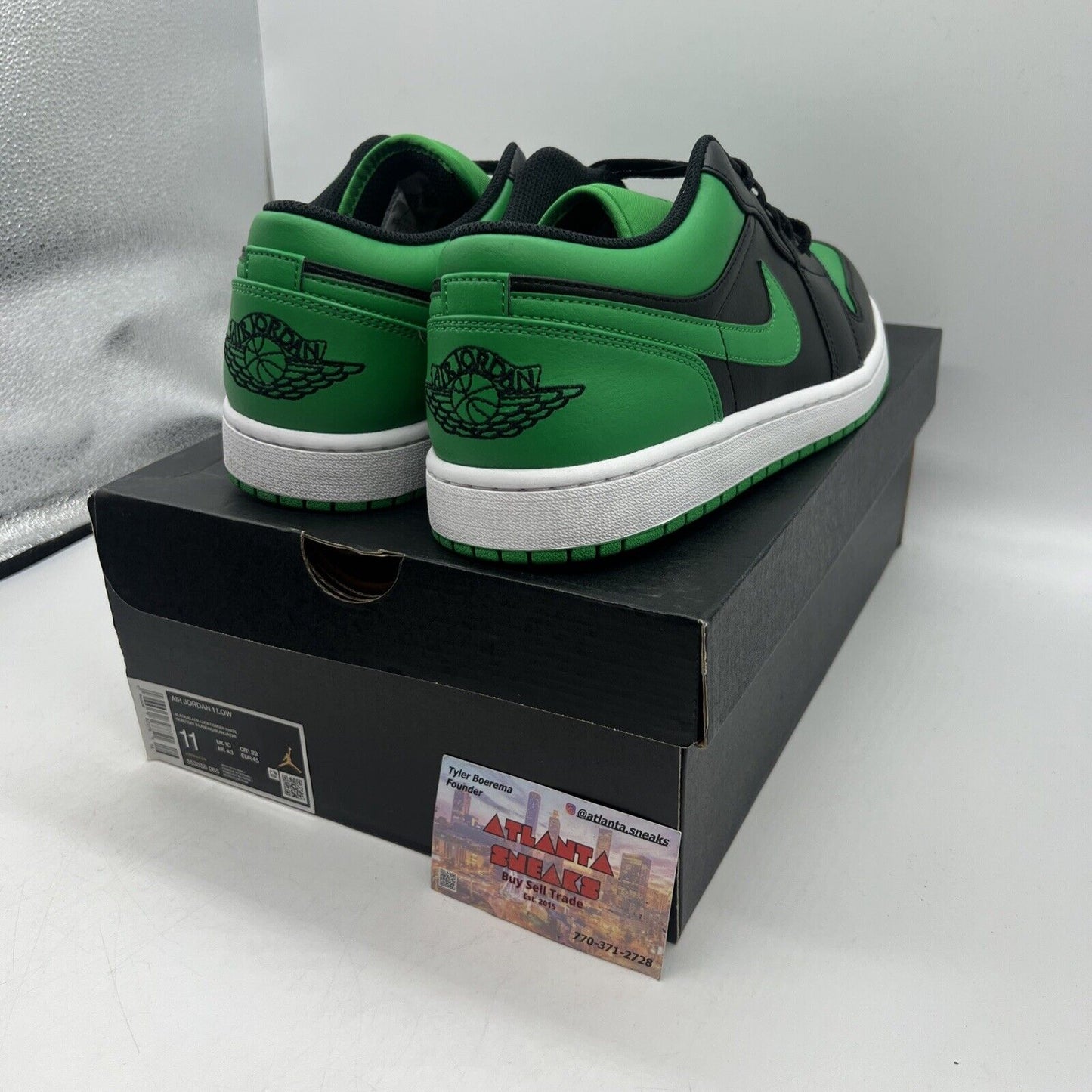 Size 11 - Jordan 1 Low Black Lucky Green Brand New Og All