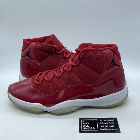 Size 12 - Jordan 11 Retro High Win Like '96 Red White Suede Leather (378037–623)