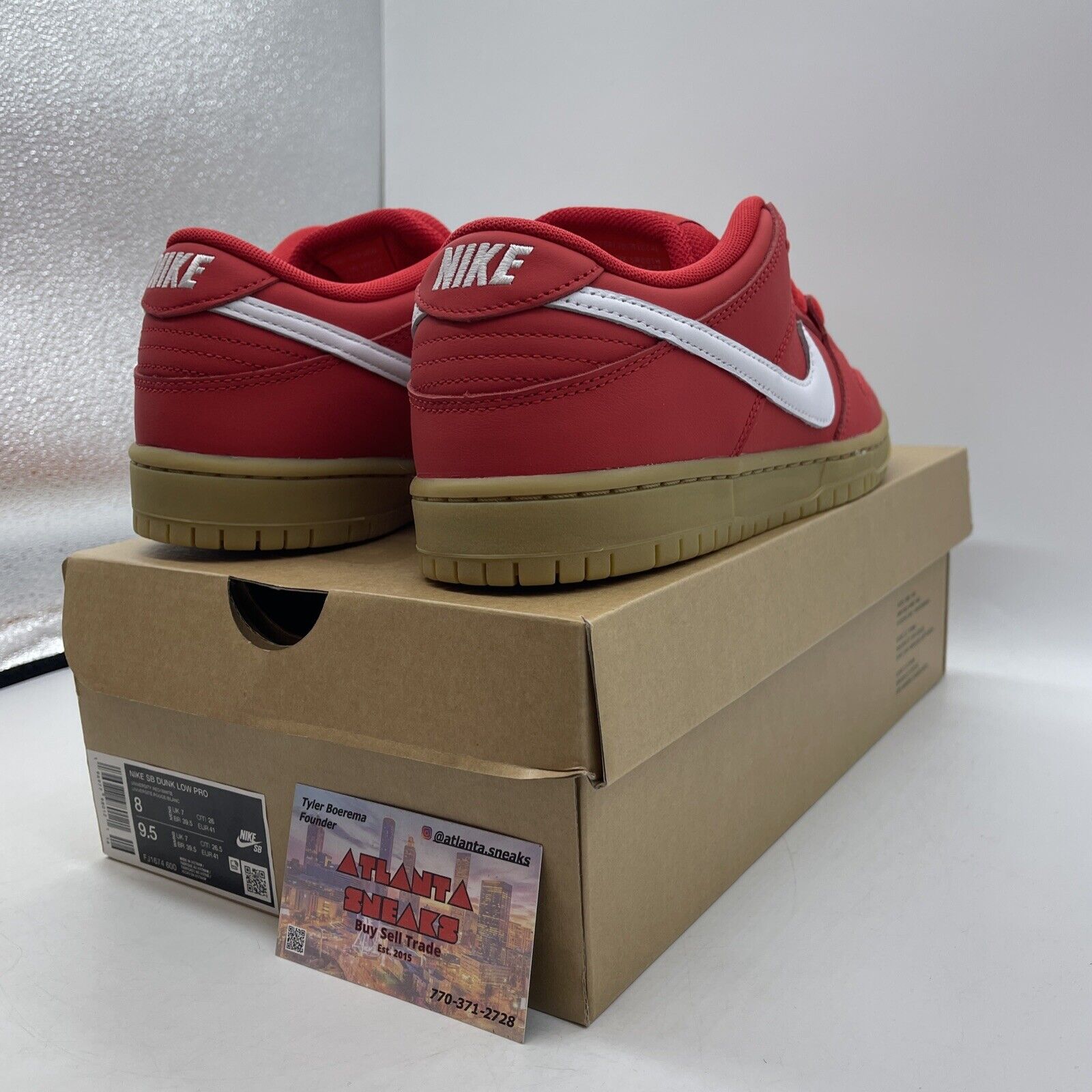 Size 8 - Nike SB Dunk Low Pro ISO Orange Label University Red Gum (FJ1674-600)