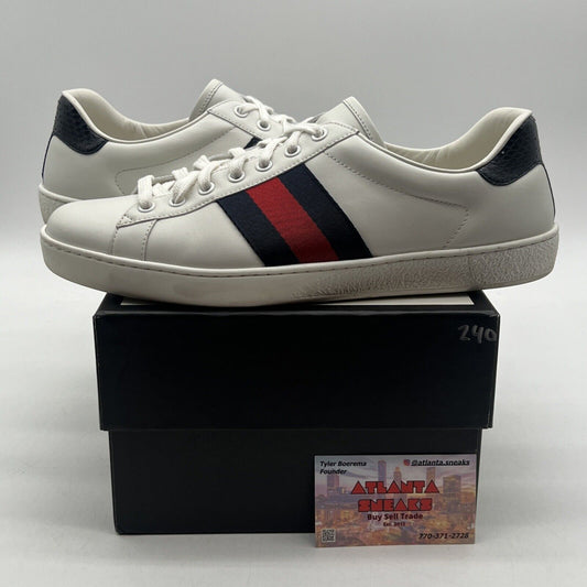 Size 8.5 - Gucci Ace White Blue Red W Leather (387993-02JR0-9072)