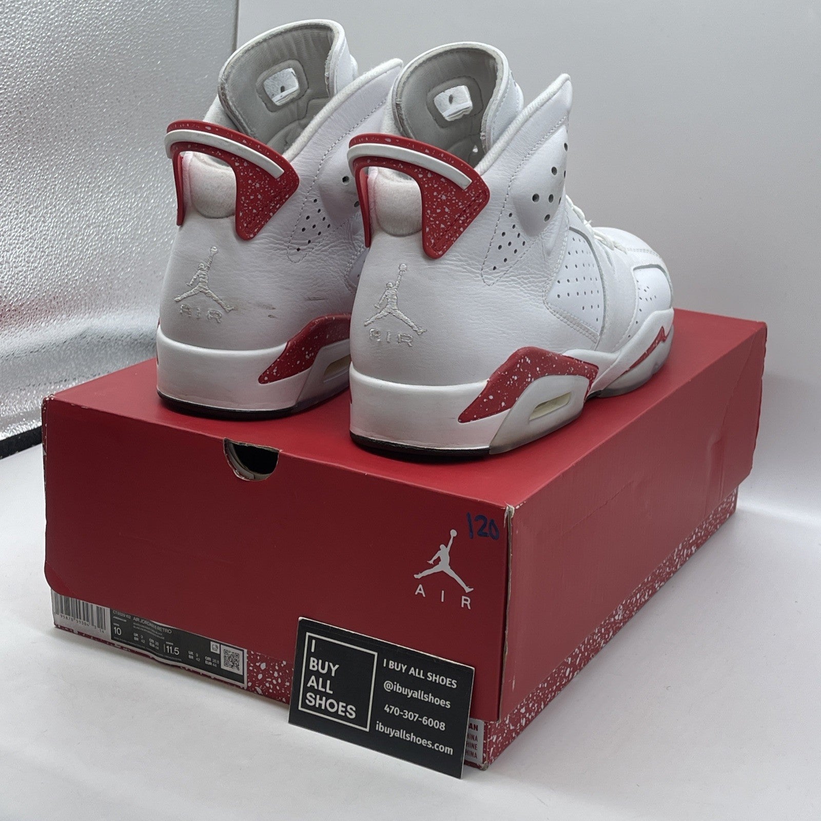 Size 10 - Jordan 6 White University Red 2022 Leather (CT8529-162)