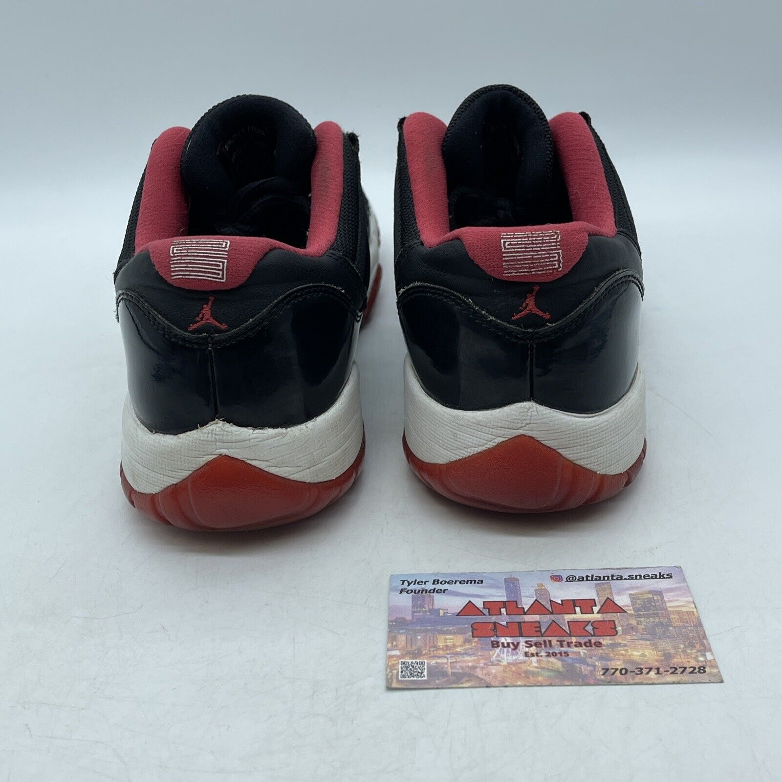 Size 7Y- Air Jordan 11 Retro 2015 Low Bred Black White Red Leather (528896-012)