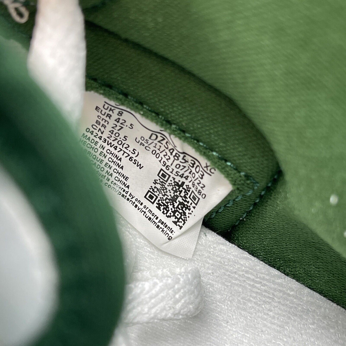 Size 9 - Jordan 1 Retro OG High Gorge Green White Silver Leather (DZ5485-303)