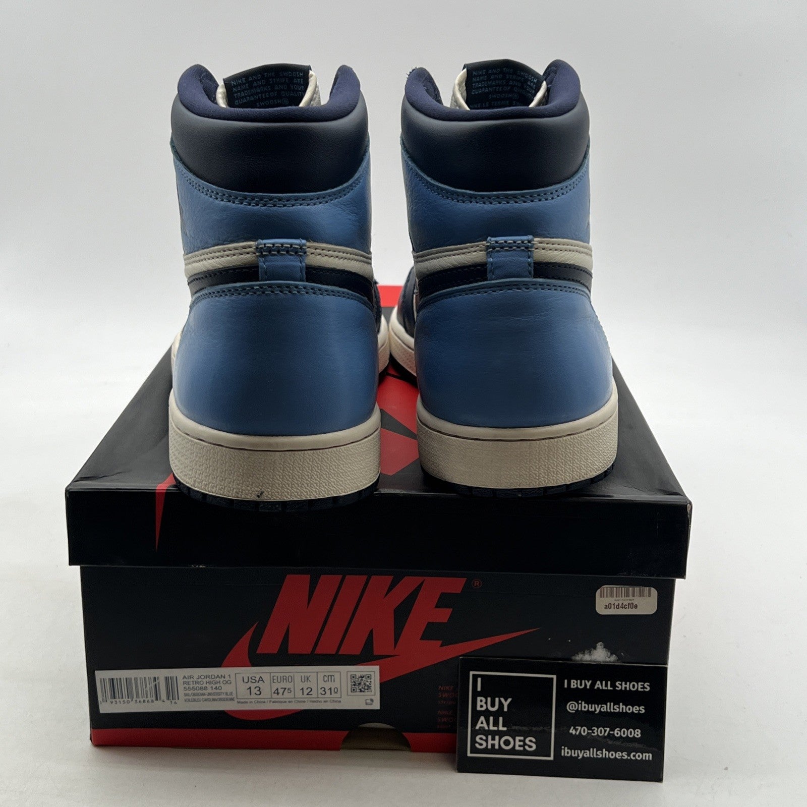 Size 13 - Air Jordan 1 Retro OG High Obsidian UNC 2019 (555088-140)