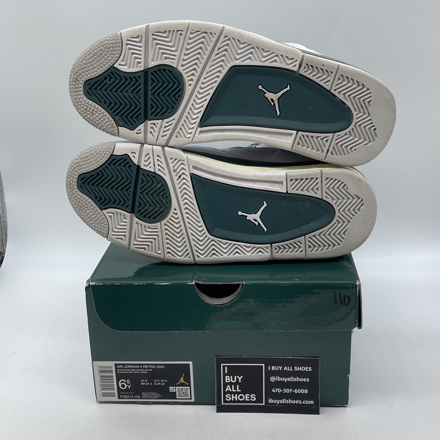 Size 6.5Y - Air Jordan 4 Retro Oxidized Green White Leather (FQ8213-103)