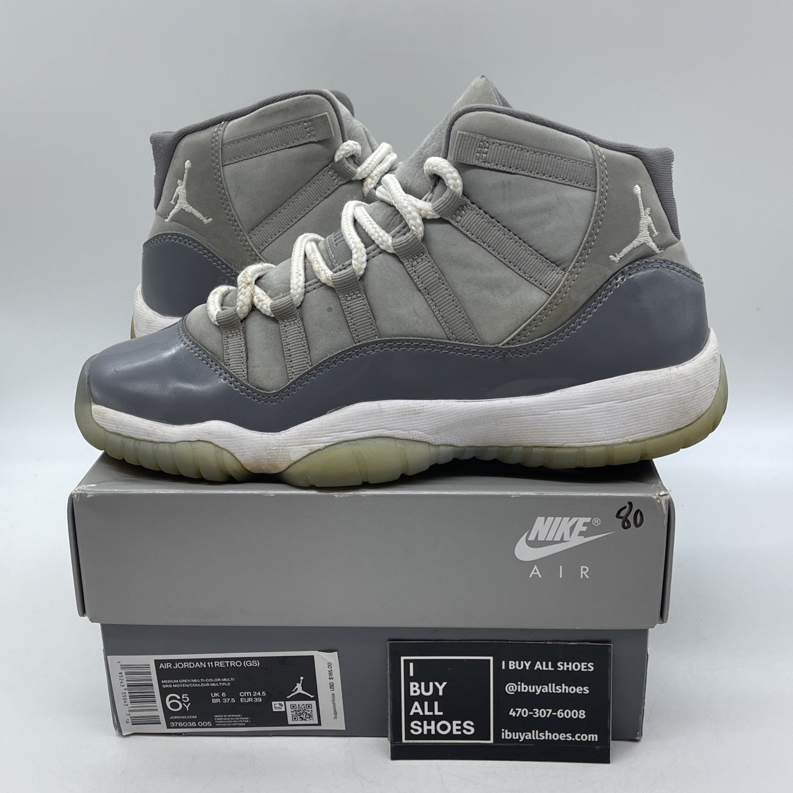 Size 6.5Y (GS) - Jordan 11 Retro 2021 Mid Cool Grey Suede Leather (378038-005)