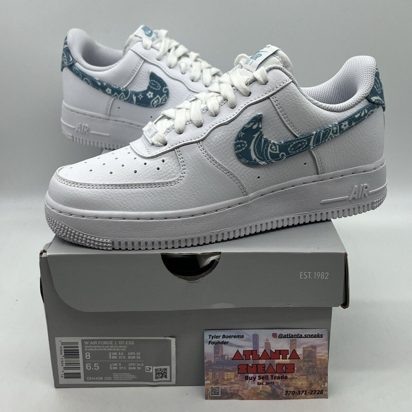 BRAND NEW Women's Nike Air Force 1 Low '07 Essential Blue Paisley DH4406-100