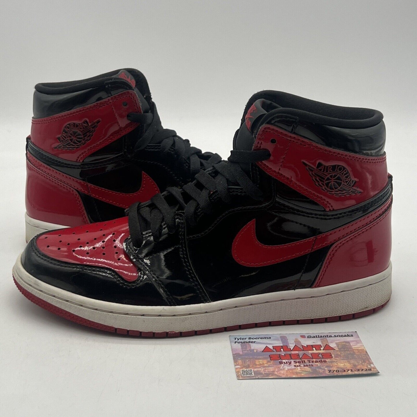 Size 8.5 - Jordan 1 Retro OG High Patent Bred Black White Red (555088-063)