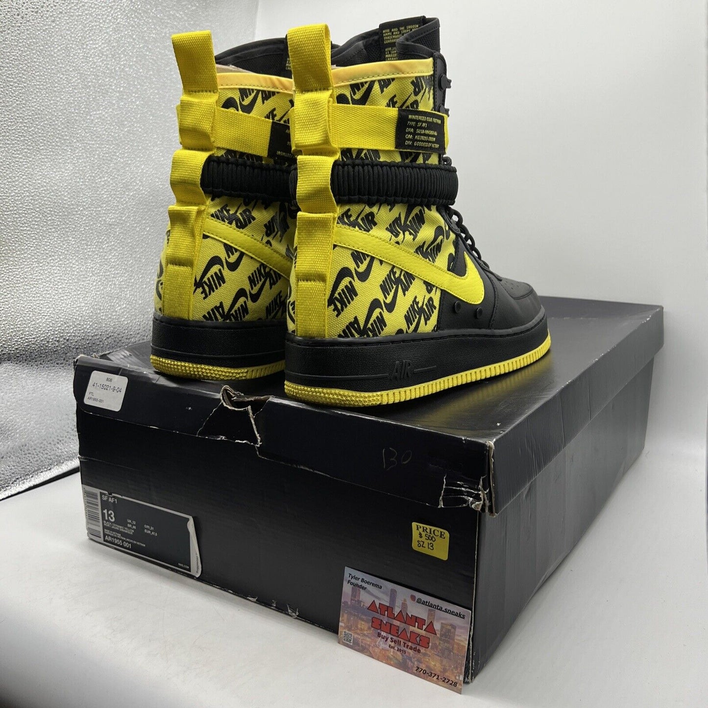 Size 13 - Nike SF Air Force 1 Dynamic Yellow Black Leather (AR1955-001)