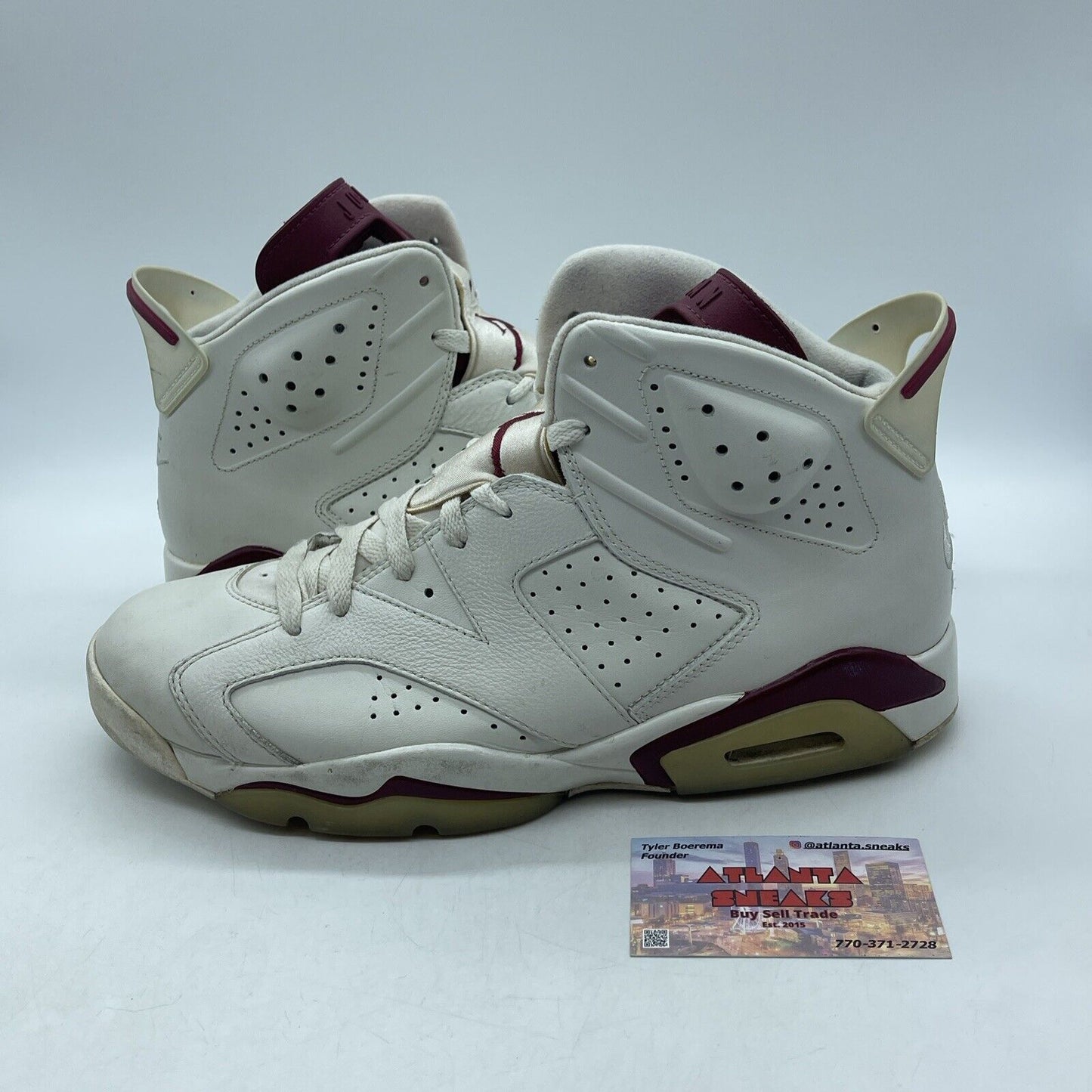 Size 10.5 - Air Jordan 6 Retro 2015 Maroon White Suede Leather (384664-116)