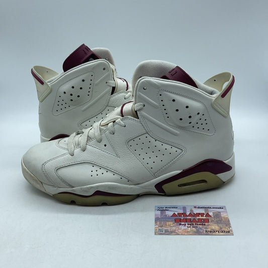 Size 10.5 - Air Jordan 6 Retro 2015 Maroon White Suede Leather (384664-116)