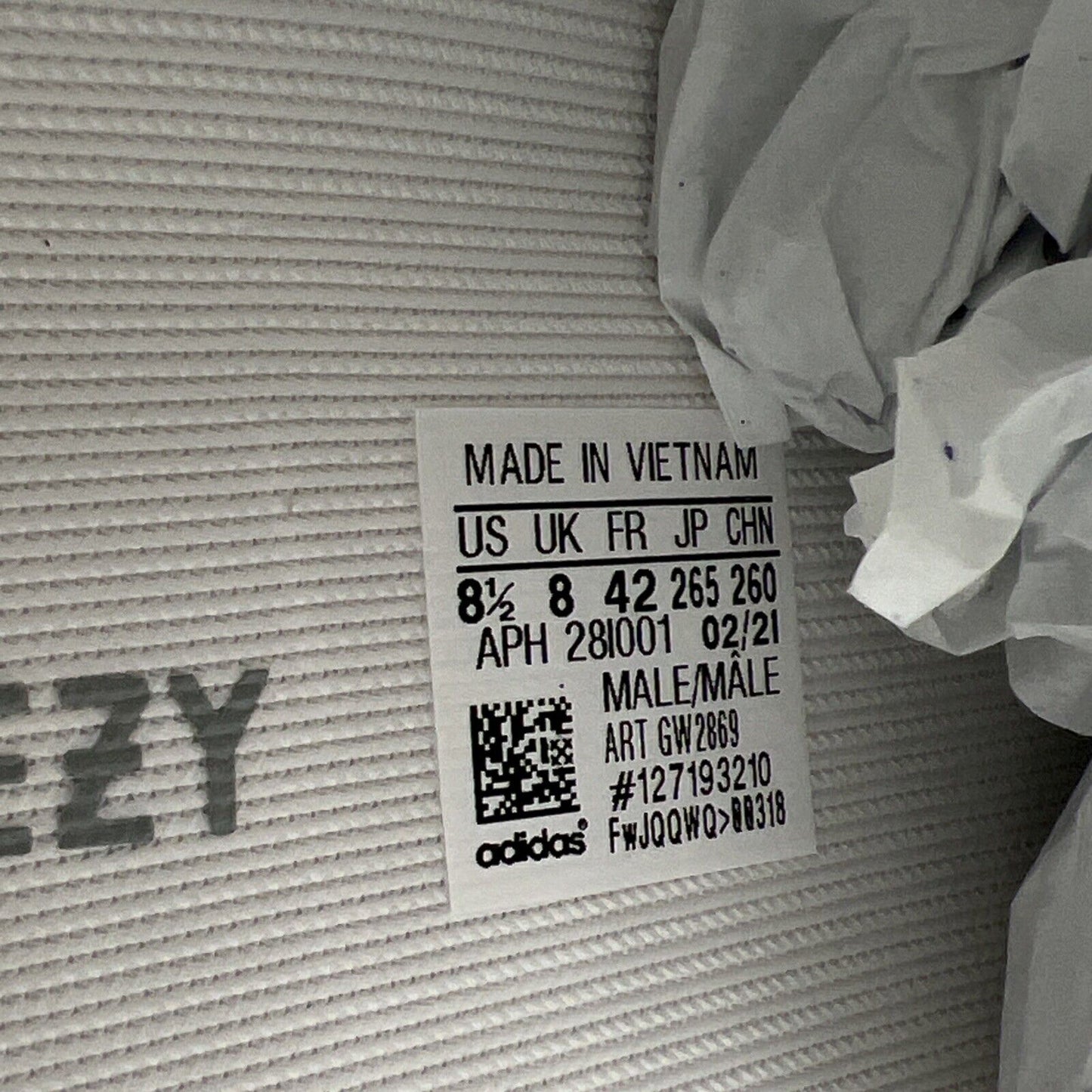 Size 8.5 - Adidas Yeezy Boost 350 V2 Mono Ice (2 Rights) (GW2869)