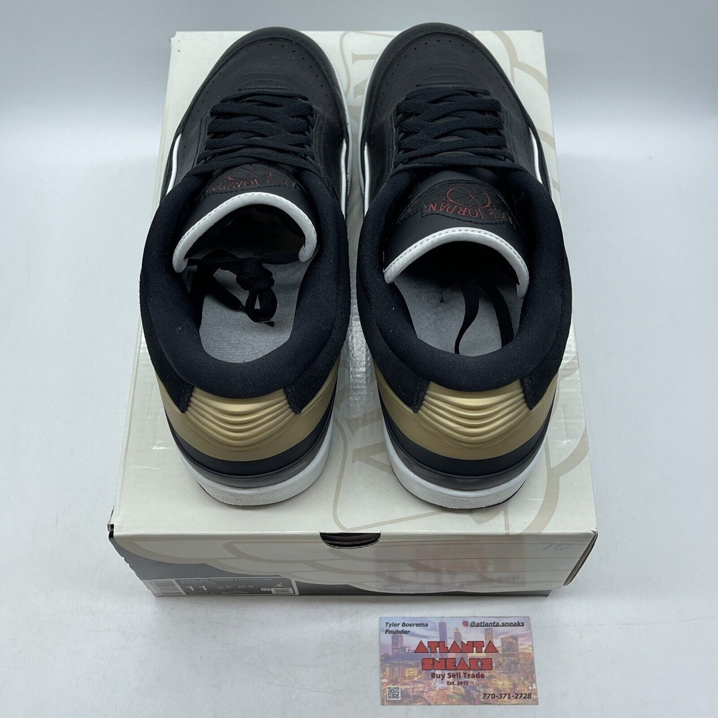 Size 11W- Air Jordan 2 Retro Low Black Metallic Gold Black White (DX4401-001)