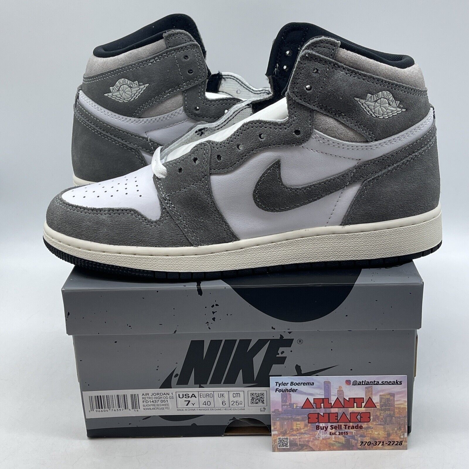 Size 7Y (GS) - Jordan 1 High Retro OG Washed Black