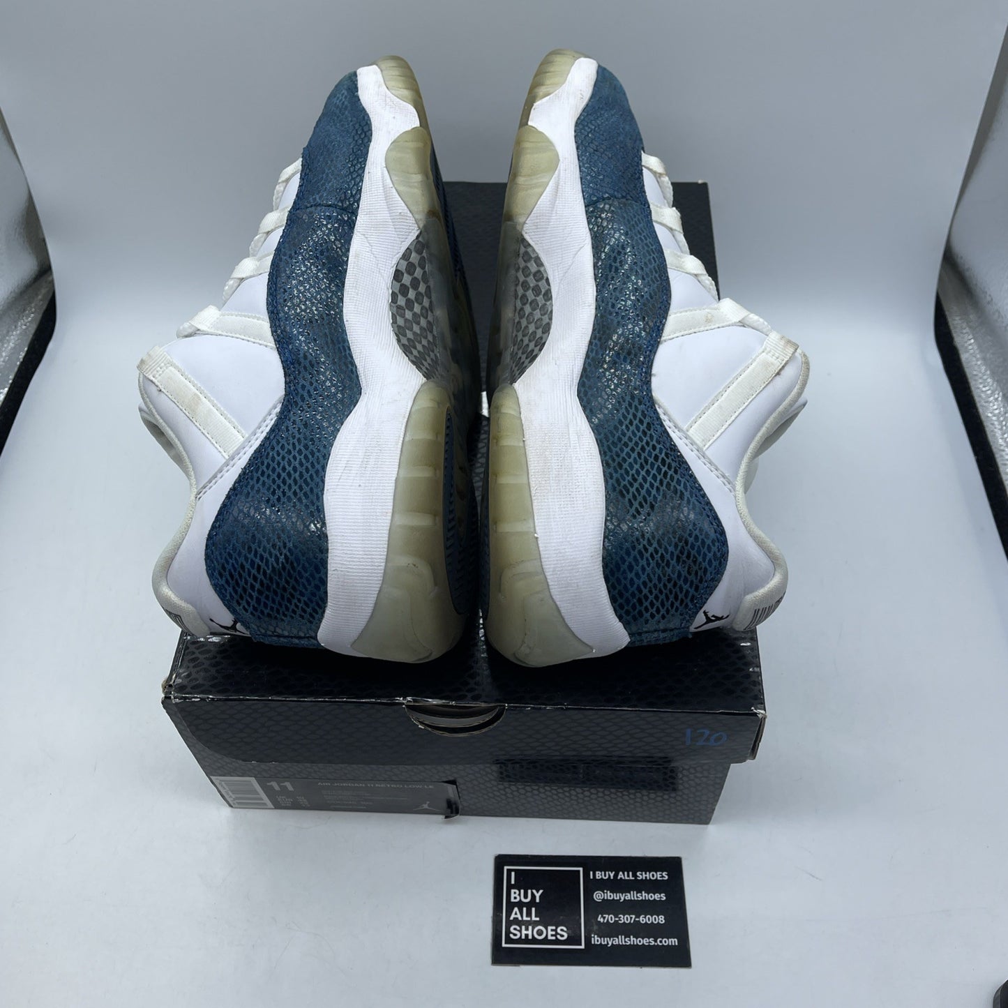 Size 11 - Jordan 11 Retro Low Snakeskin 2019 Blue White Leather (CD6846-102)