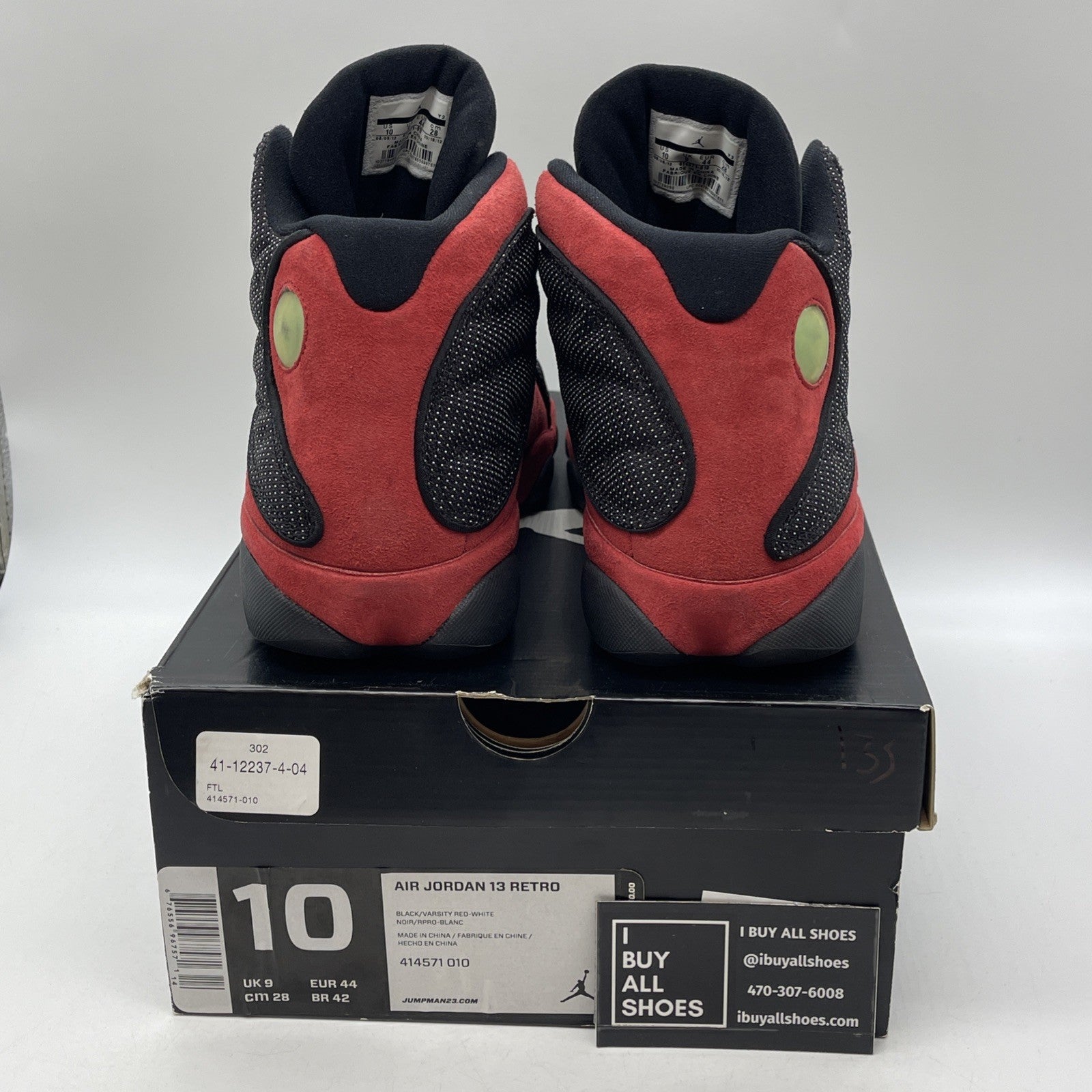 Size 10 - Air Jordan 13 Retro 2013 Bred Red Black Leather (414571-010)