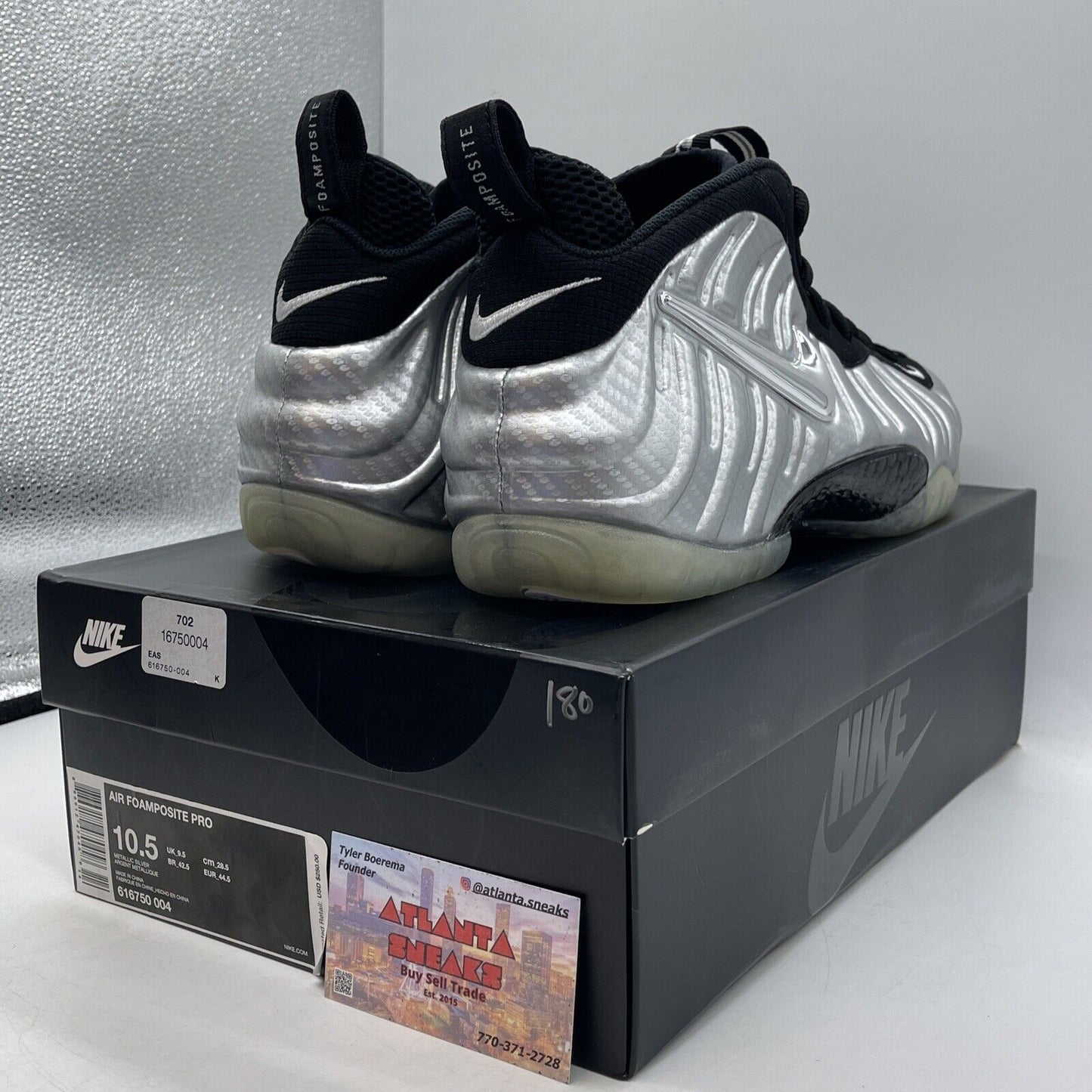 Size 10.5 - Nike Air Foamposite Pro ‘Silver Surfer’ Silver Black (616750-004)