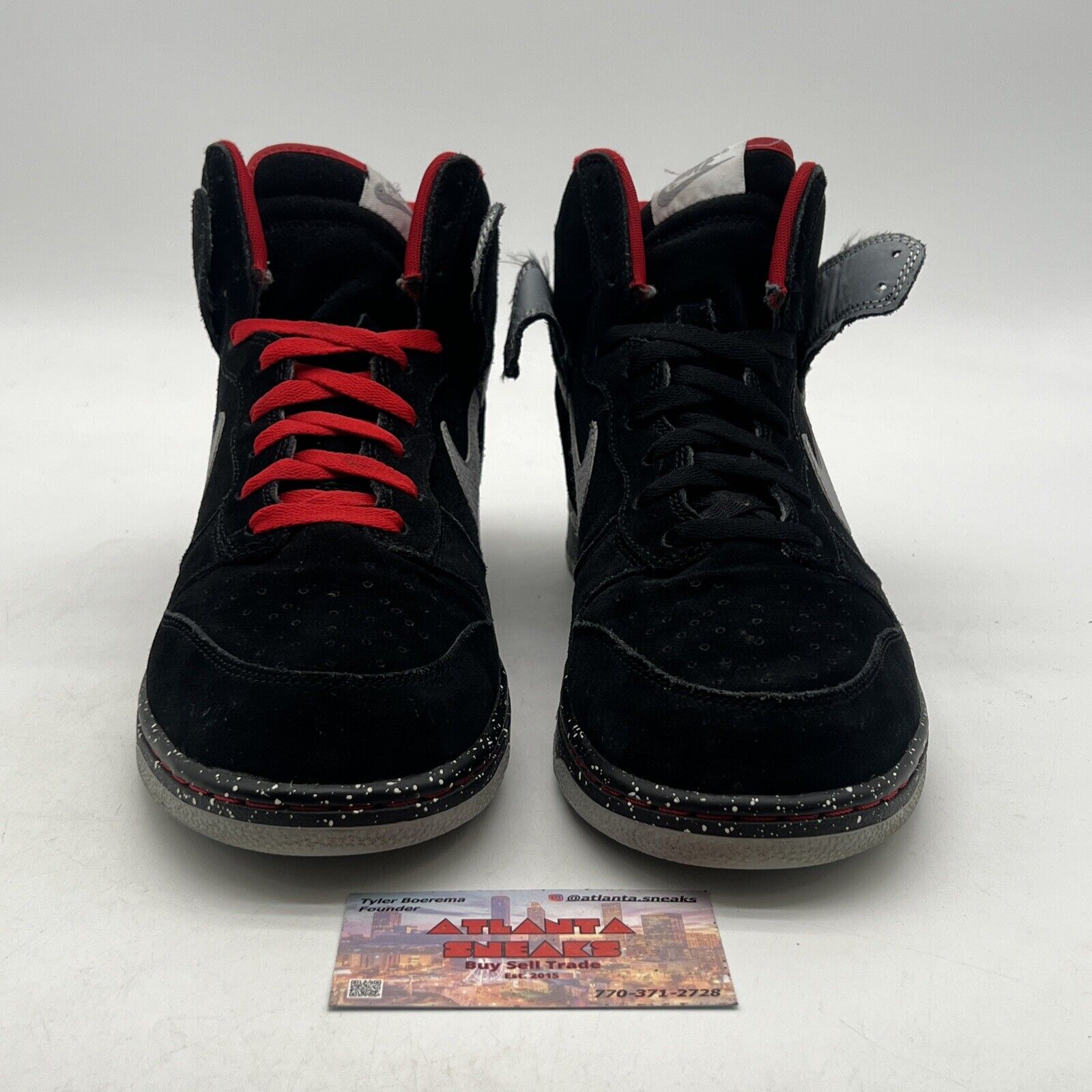 Size 10.5 - Nike Dunk High ID Black Grey Red Sneakers (652915-993)