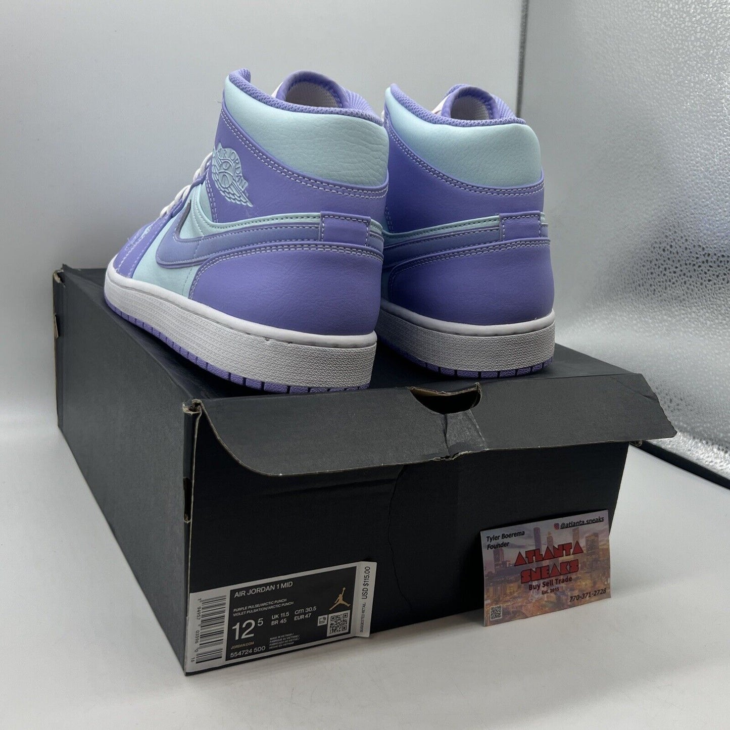 Size 12.5 - Jordan 1 Mid Purple Brand New Og All White