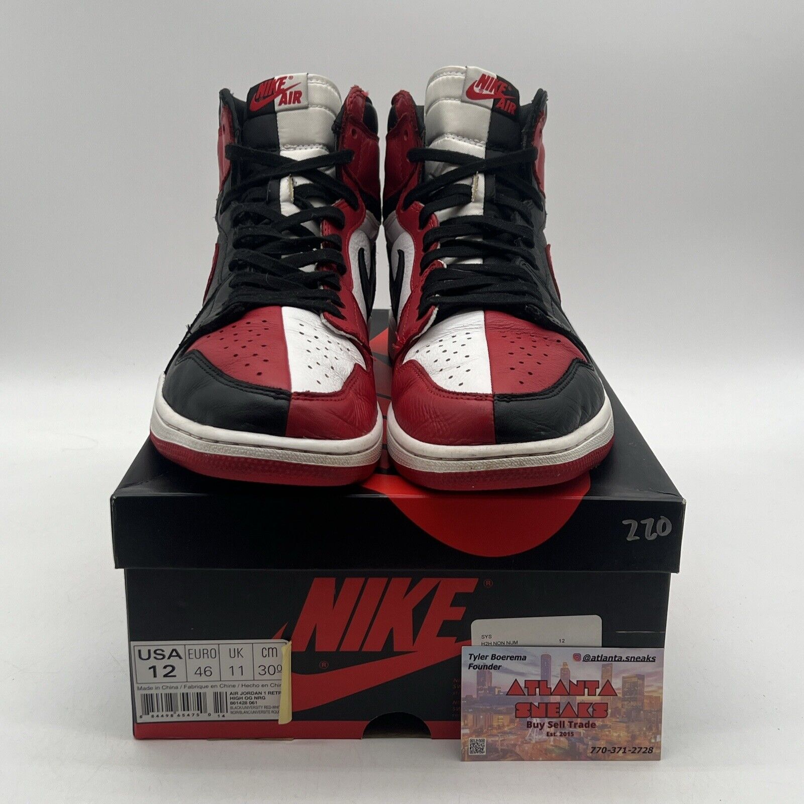 Size 12 - Air Jordan 1 Retro OG NRG High Homage to Home Black Red (861428-061)