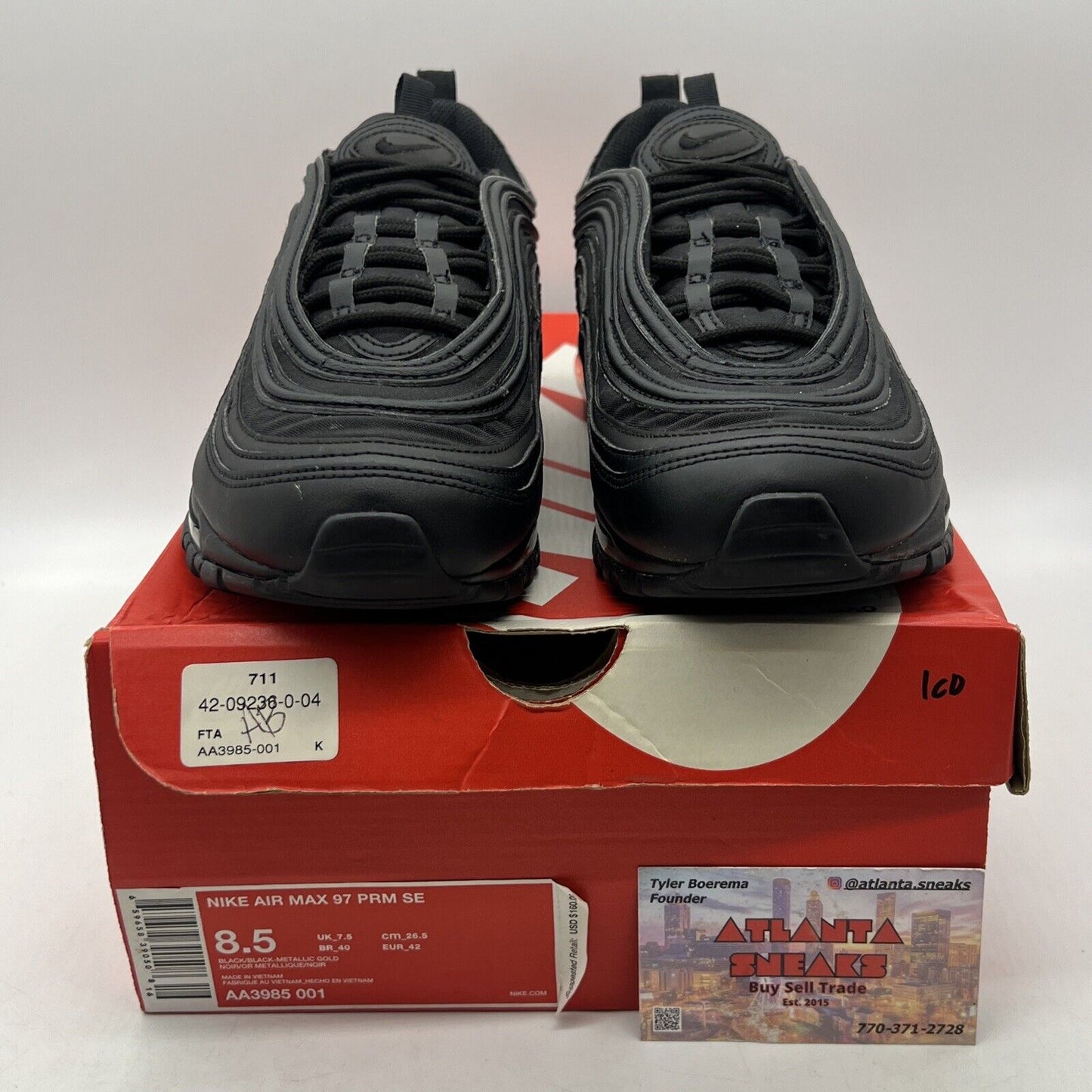 Size 8.5 - Nike Air Max 97 Gold Reflective Black (AA3985-001)