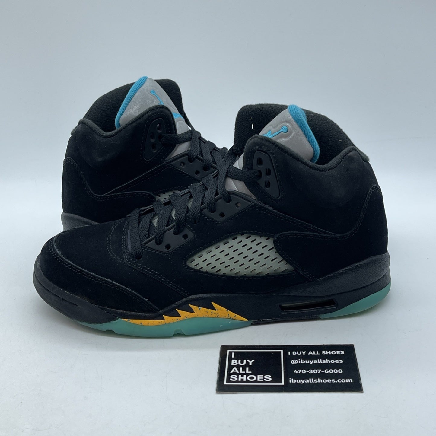 Size 6Y (GS) - Jordan 5 Retro Mid Aqua Black Yellow Suede (440888-047)
