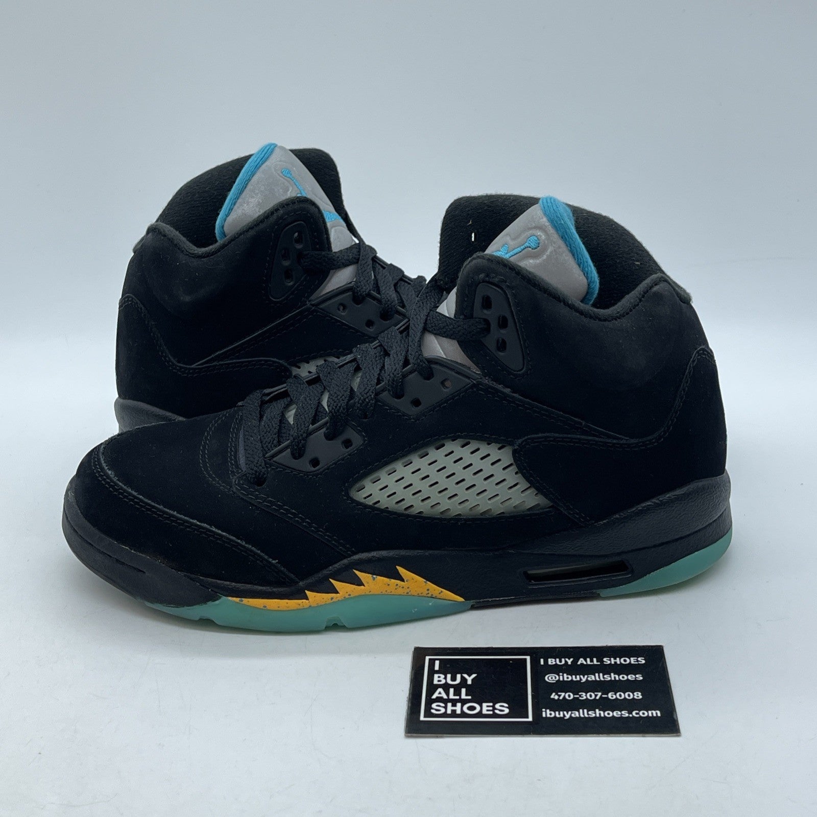 Size 6Y (GS) - Jordan 5 Retro Mid Aqua Black Yellow Suede (440888-047)