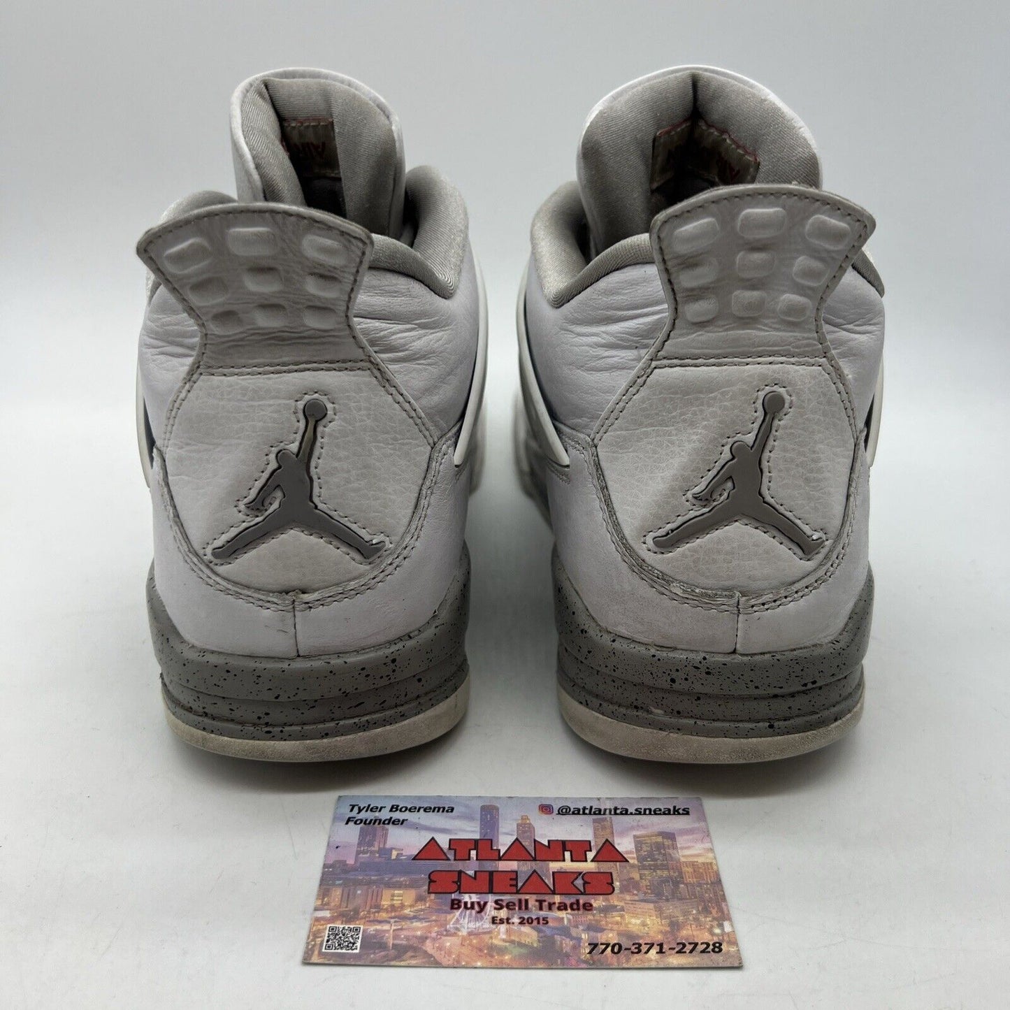 Size 9.5 - Jordan 4 Retro Mid White Oreo Grey Leather Black (CT8527-100)