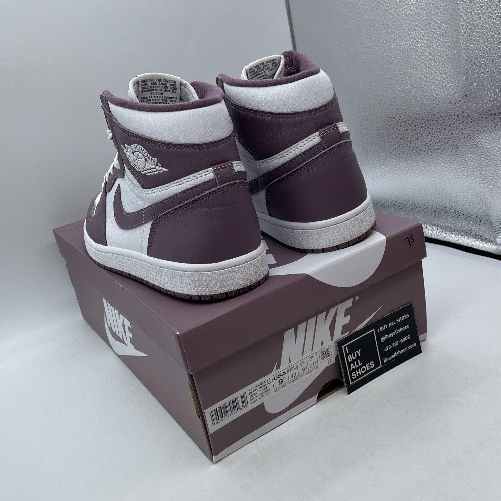 Size 9.5 - Air Jordan 1 Retro OG High Mauve Purple White Leather (DZ5485-105)