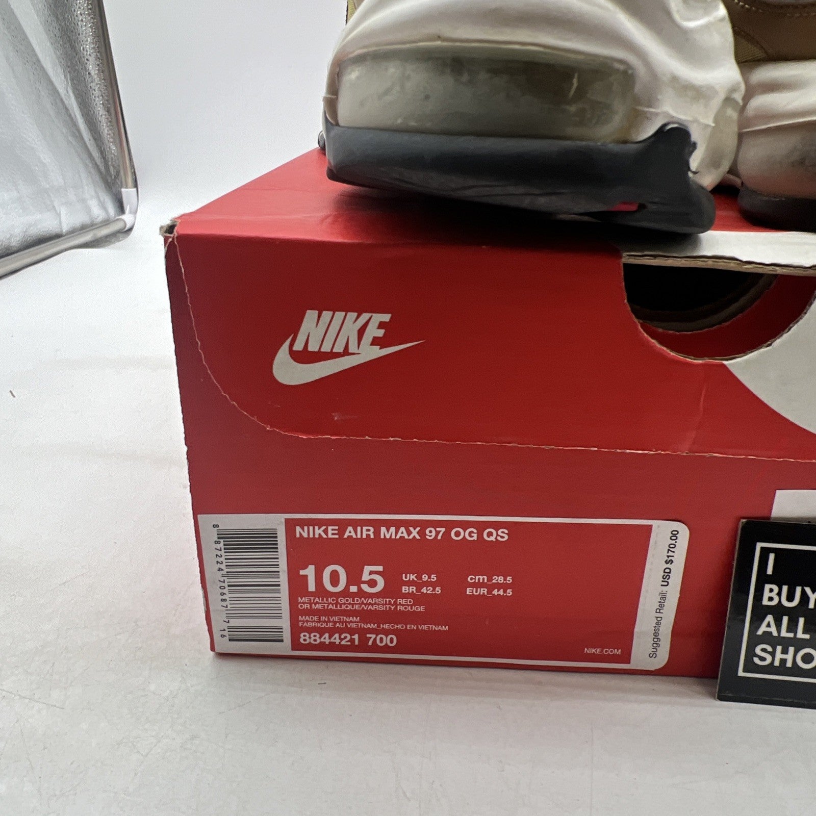 Size 10.5 - Nike Air Max 97 OG QS Metallic Gold (884421-700)