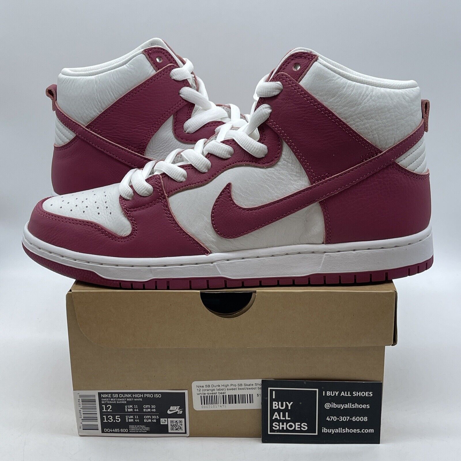 Size 12 - Nike Dunk Pro SB High Sweet Beet White Pink Leather (DQ4485-600)