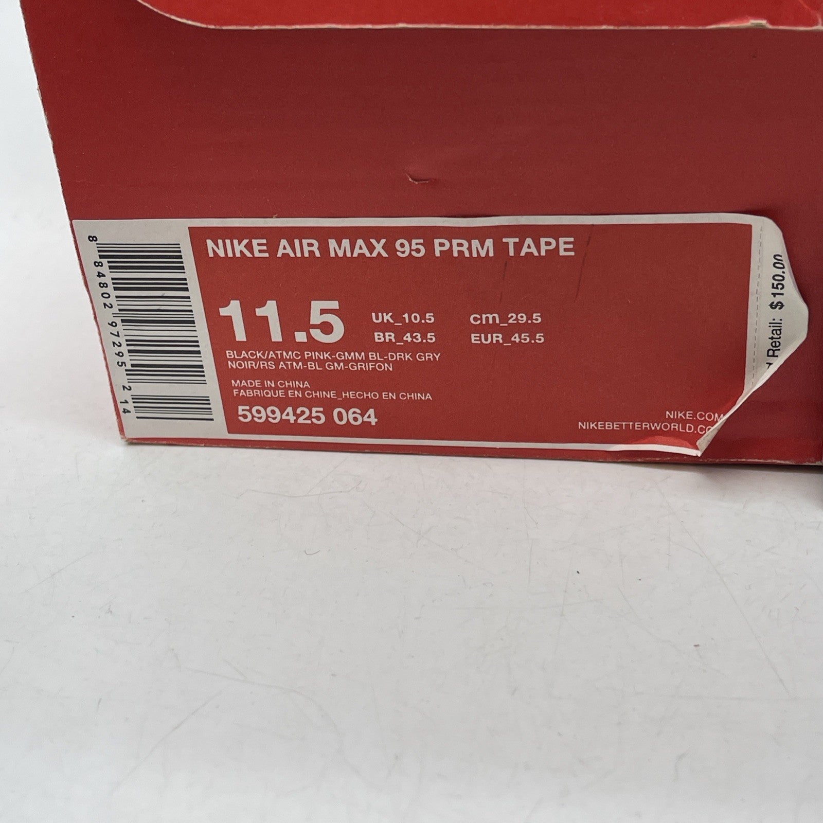 Size 11.5 - Nike Air Max 95 Premium Tape Gamma Blue Zebra (599425-064)