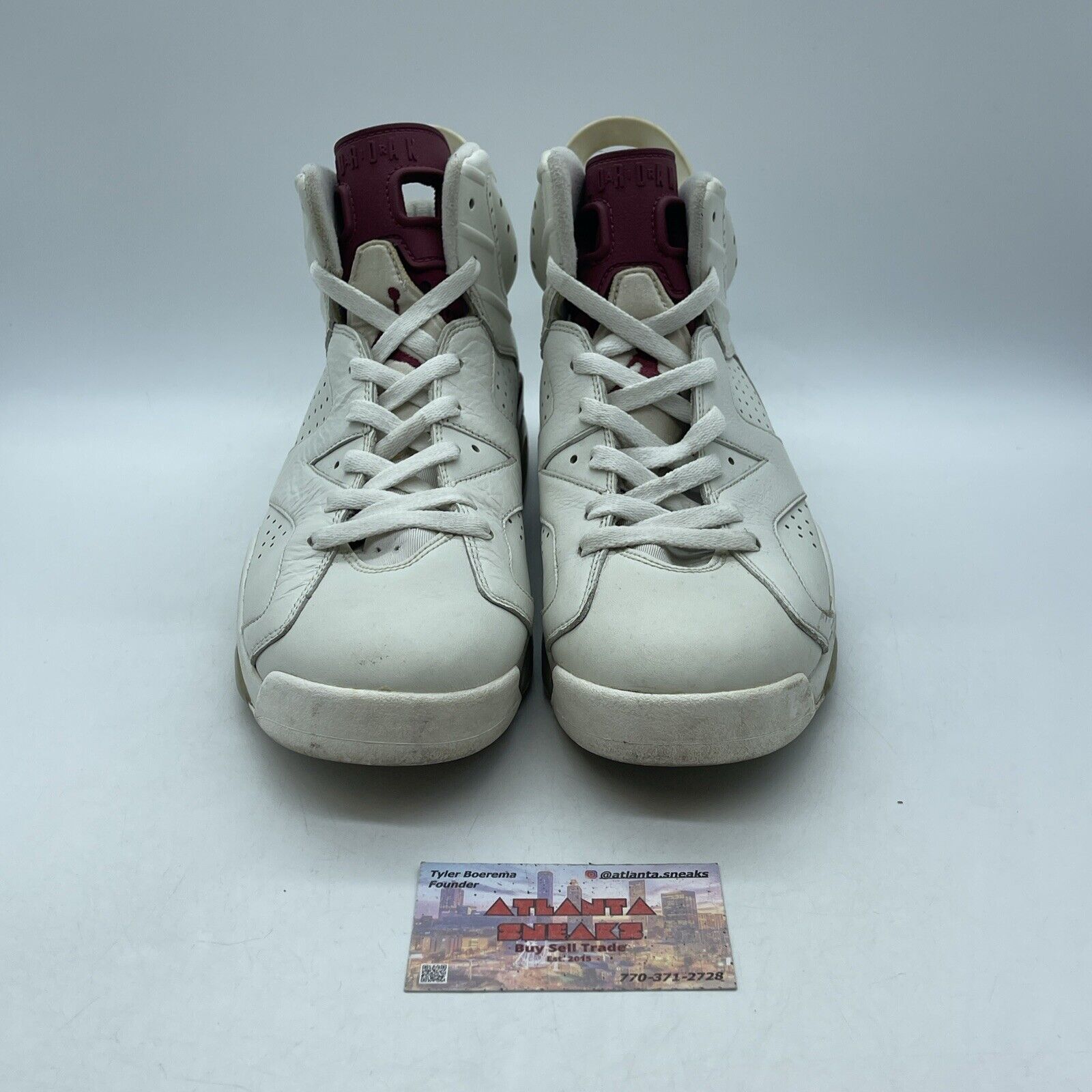 Size 9.5 - Air Jordan 6 Retro 2015 Maroon White Leather Suede (384664-116)