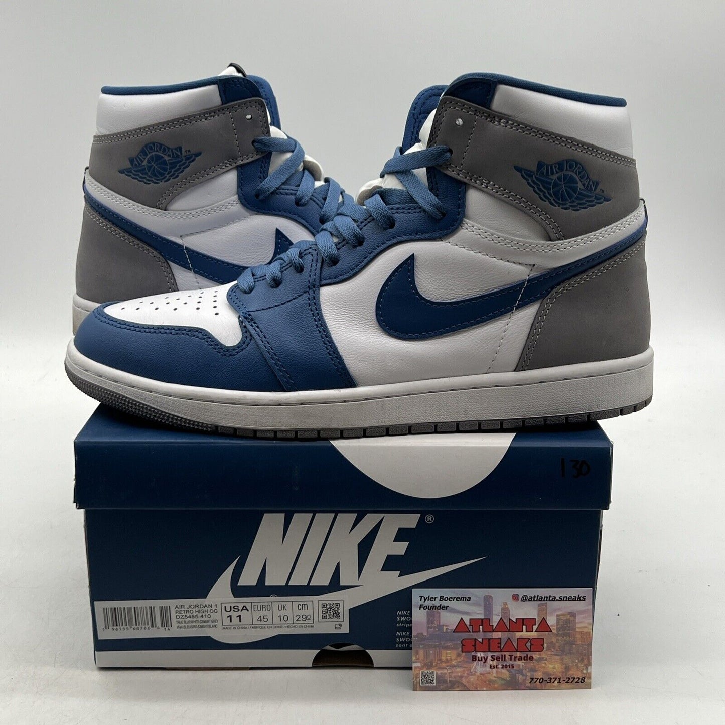 Size 11 - Jordan 1 Retro OG High True Blue White Grey (DZ5485-410)